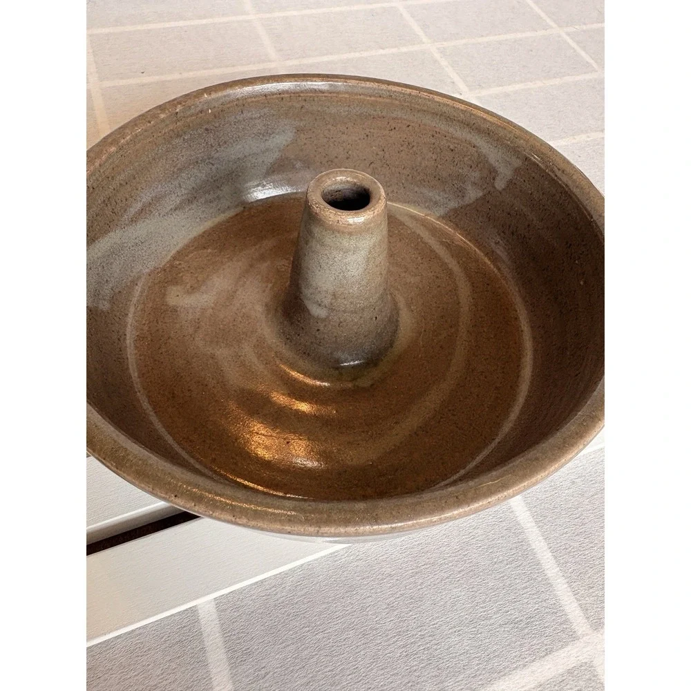 Hand Thrown Heavy Appalachian Pottery Earthenware Bundt Pan Minimalist Cabinchic